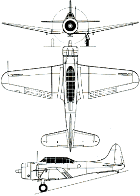 three views o the Dauglas Dauntless