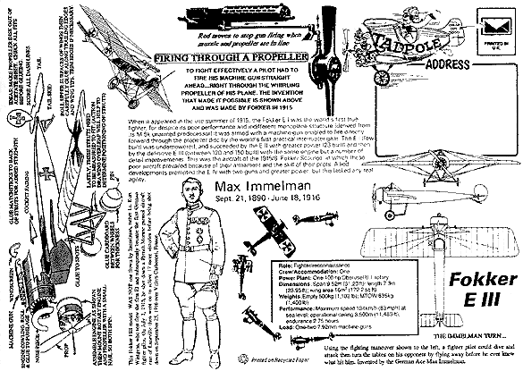 back of Fokker EIII Model