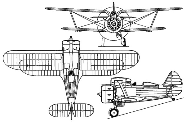 Polikarpov I-153 3View