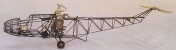 Sikorsky VS300 detailed model frameworkThe complex rotor-head assembly and power plant were built from styrene, with a few small pulleys obtained from the spare parts box.Sikorsky VS-300 detailed model framework