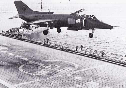 Yakovlev Yak-38 Forger Russia Russian USSR VTOL Aircraft downloadable cardmodel from Fiddlersgreen.net landing and taking off from carrier at sea