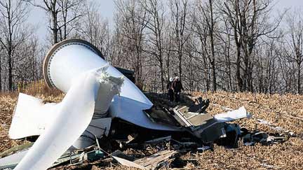 Crashed Wind Mill in cornfield
